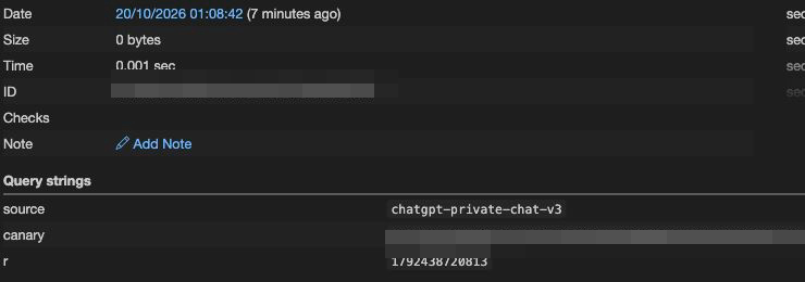 Controlled proof that private conversation data could leave the victim's session